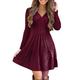 Gaclöz Sexy Bodycon Dresses for Women UK Womens Ribbed Solid Color Side Button V Neck Pencil Sheath Dress Ladies Cocktail Party Mini Dresses Long Sleeve Clubbing Midi