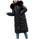 TMDD Womens Parkas Coat Winter Warm Faux Fur Trim Hooded Long Puffer Jacket Adult Ladies Zipper Up Outdoor Windproof Quilted Padded Down Jackets