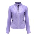 Women's Casual Jacket Spring And Autumn Fashion All-match Stand-up Collar Solid Color Comfortable Long-sleeved Simple Style XL