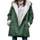 Women's Fluffy Fleece Lined Jacket Hoodie Coat Thick Winter Warm Parka Coat Ladies Long Sleeve Cardigan Outwear XXL Green