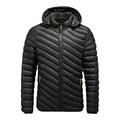 Orgrul Men's Circus Quilted Jacket in Down Jacket Look with Hood | Warm Durable Winter Jacket Lined Robust Transition Jacket Mottled Jacket for Men 1951, black, XXXL