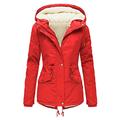 Winter Coats for Women Plus Size Warm Thicken Hooded Parka Outerwear Fleece Lined Plush Faux Fur Windproof Jackets