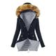 Women's Thick Winter Coat with Fur Plain Winter Parka with Hood Wind Jacket with Pockets Medium Length Winter Jacket Soft Down Coat Windbreaker, X03-grey, L