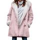Women's Fluffy Fleece Lined Jacket Hoodie Coat Thick Winter Warm Parka Coat Ladies Long Sleeve Cardigan Outwear XL Pink