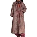 Women Cottagecore Clothing Long Trench Jacket Lighweight Quilted Floral Printed Vintage Open Front Coat (Pink,One Size)