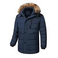 Men's Quilted Padded Jacket Autumn Winter Zipper Fleece Detachable Hooded Parka Coat Causal Regular Fit Windproof Outwear