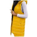 Women's Down Vest Long Vest Sleeveless Warm Jacket Transition Down Vest Medium Long Thick Slim Zip Plain Leisure Coat Jacket with Pockets Autumn Winter Outdoor Travel, #02-Yellow, 5X-Large