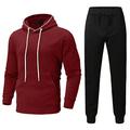 Auenix Men's Tracksuit Solid Color Sweatshirt Men Hoodie and Zip 2PC Tracksuits Pants Set Jogger Gym Tracksuit Long Sleeve Tracksuit Men Full Winter, Wine, XXXL