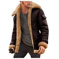 Winter Coats for Men Shearling Sherpa Wool Lamb Velvet Fur Jacket Notched Collar Fleece Lapel Suede Parka Motorcycle Vintage Coat Flight Bomber Fur Jacket Coffee