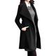 Womens Winter Lapel Wool Coat Trench Jacket Long Sleeve Overcoat Outwear Leather jacket