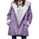 Women's Fluffy Fleece Lined Jacket Hoodie Coat Thick Winter Warm Parka Coat Ladies Long Sleeve Cardigan Outwear S Purple