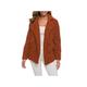O·Lankeji Plus Size Faux Shearling Jacket for Womens,Long Sleeve Plush Button Coats with Pocket,Solid Color Lapel Outwear for Warm Winter (Color : Red Brown, Size : S)