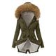 Women's Thick Winter Coat with Fur Plain Winter Parka with Hood Wind Jacket with Pockets Medium Length Winter Jacket Soft Down Coat Windbreaker, X02-Green, L