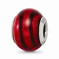 925 Sterling Silver Reflections Red/Black Italian Murano Bead; for Adults and Teens; for Women and Men