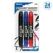 BAZIC Permanent Marker Chisel Tip Assorted Color Markers (3/Pack) 24-Packs