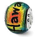 Fancy Bead White Sterling Silver Glass 12.73 mm 9.09 Reflections Hawaii Orange Dichroic Bead