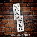 Large 48 HAPPY EASTER STENCIL for Painting on Wood Reusable Ideal for DIY Crafting Tall Vertical Holiday Seasonal Porch Signs or Rustic Pallet Entrance Signs -482 x 12 - 2pc