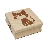 Cat with Mask Judging You Square Rubber Stamp Stamping Scrapbooking Crafting - Small 1.25in