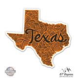 Texas Shape Cute Letters Native Local - 8 Vinyl Sticker - For Car Laptop I-Pad - Waterproof Decal