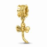 925 Sterling Silver Gold-plated Reflections Dragonfly Dangle Bead; for Adults and Teens; for Women and Men