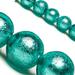 Green Silver Foil Glass Bead 12mm Round Sold per pkg of 22 pcs/String