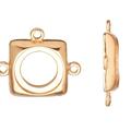Link/Connector Antique-Gold Finished 3-Way Square Link Connector With Round Cabochon Setting 23.7x27mm With 15.5mm Mount 4pcs/pack (3-Pack Value Bundle) SAVE $2