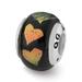 Fancy Bead White Sterling Silver Glass 12.73 mm 9.09 Reflections Orange Green Hearts Dichroic Bead