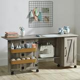 Better Homes & Gardens Modern Farmhouse Wood Sewing Table Rustic Gray Finish