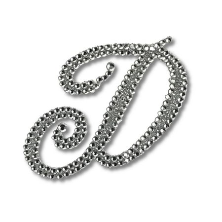 Mardi Gras Spot Glitter Script Letter D Sticker (Each)