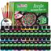 U.S. Art Supply Professional 24 Color Set of Outdoor Acrylic Paint in 2 Ounce Bottles Plus a 7-Piece Brush Kit - Vivid Colors for Artists Students - Use on Canvas Rocks Kids Wood Crafts and Toys