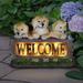 Exhart Solar Three Labradors Welcome Sign Guard Dog Greeter Garden Statuary, 8.5 Inches tall Resin/ in Brown/Yellow | 9 H x 5 W x 11.5 D in | Wayfair