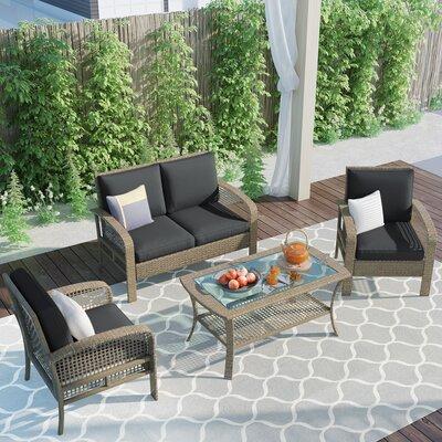 Rattan Sofa Seating Group, Bayou Breeze Outdoor Furniture