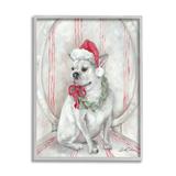 The Holiday Aisle® French Bulldog Santa Claus Hat Festive Christmas Wreath by Debi Coules - Painting Wood in Brown | 14 H x 11 W x 1.5 D in | Wayfair