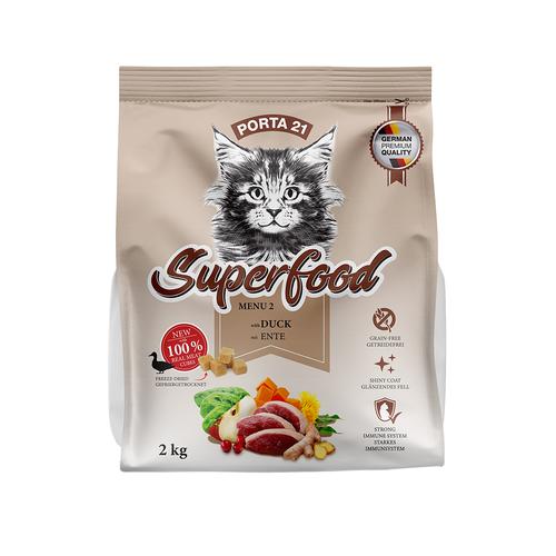 2x2kg Porta 21 Superfood Menu 2 mit Ente Katzenfutter trocken