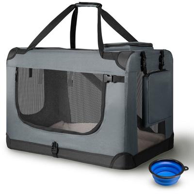 Juskys - Hundetransportbox Lassie xl (grau) faltbar - 56 x 81 x 58 cm - Hundebox mit Decke, Tasche