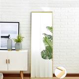 Full Length Mirror Floor Mirror Hanging Standing or Leaning, Wall-Mounted Mirror ,Gold Aluminum Alloy Frame, 59" x 15.7" - Gold