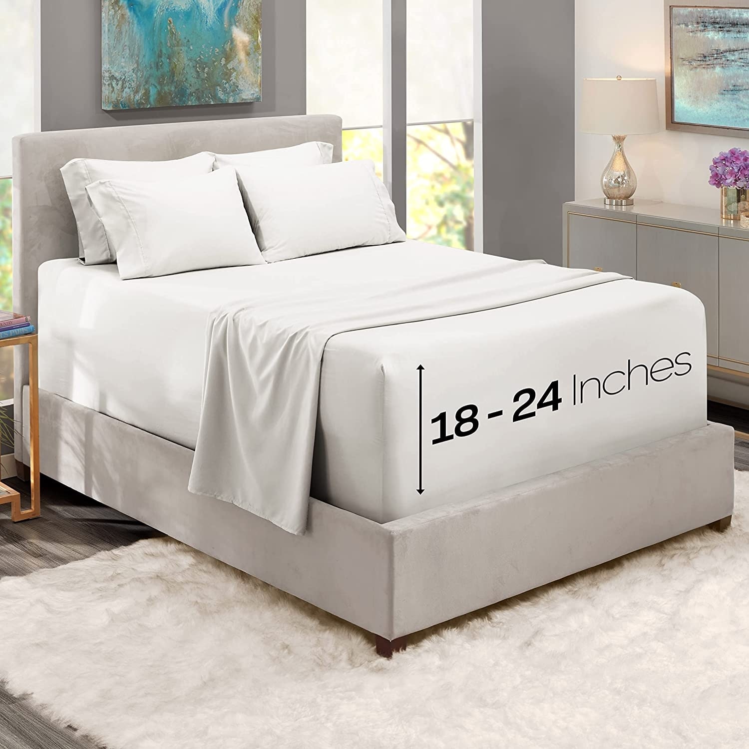 Empyrean Bedding 18"-24" Extra Deep Pocket Sheets Set - Ultra Soft Luxury Bed Sheet Set