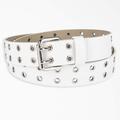 Dickies Women's Leather Double Grommet Belt - White Size M (L10796)