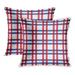 CMFUN Blue Abstract Pattern in The Scottish Style Red Canvas Checkered Checks Pillowcase Cushion Cases 16x16 inch Set of 2