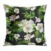 ARHOME Beauty with Tropical White Flowers on Black Watercolor Blossom Bouquet Clip Pillowcase Cushion Cover 20x20 inch