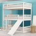 Triple Bunk Bed for Kid, YOFE Wood Triple Twin Bunk Bed, Twin Over Twin Over Twin Triple Bed with Built in Ladder and Slide, Triple Bunk Bed for Bedrooms, Dormitories, No Box Spring Need, White, R4528