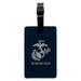 Marine Dad USMC White Logo on Blue Officially Licensed Rectangle Leather Luggage Card Suitcase Carry-On ID Tag