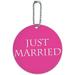 Just Married Flower Pink Round Luggage ID Tag Card for Suitcase or Carry-On