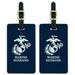 Marine Husband USMC White Logo on Blue Officially Licensed Luggage ID Tags Suitcase Carry-On Cards - Set of 2
