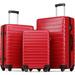 Basics Premium Hardside Spinner Luggage with Built-In TSA Lock - 3-Piece Set (20â€�24â€�28â€�), Red