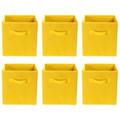 OUNONA 6PCS Collapsible Fabric Storage Cube Baskets Boxes Bins Organizer Toys Books Storage Collection Containers Drawers (Yellow)