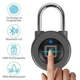 Fingerprint Padlock,AICase Bluetooth Thumbprint Lock,Support USB Charging IP67 Waterproof Smart Anti-Theft Keyless Lock Suitable for House Door,Wardrobes, Gym, Backpack, Luggage Suitcase, Bike, Office