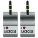 I Love Heart Lacrosse Luggage Tags Suitcase Carry-On ID, Set of 2