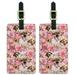 Puppies Dogs Pink Flowers Pattern Luggage ID Tags Suitcase Carry-On Cards - Set of 2