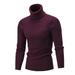 Gueuusu Men Solid Color Sweater Autumn and Winter Adults Long Sleeve High Collar Pullover